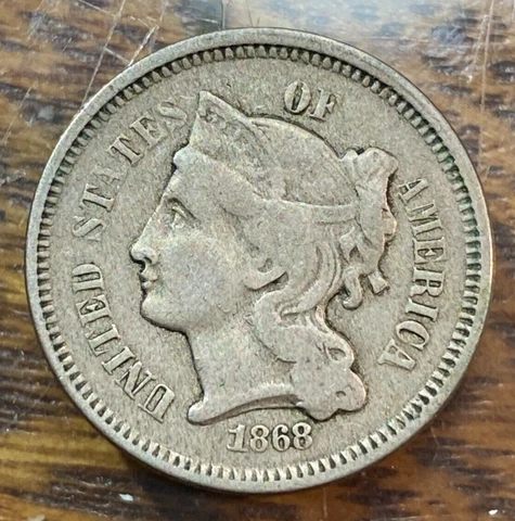1868 3 Cent Nickel Nice Original VF CHRC Cover
