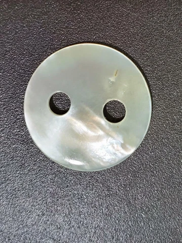 PENNY WHITE IRIDESCENT MOTHER OF PEARL 2 HOLE ANTIQUE BUTTONS 1 1/8" - 45L (B40) Cover