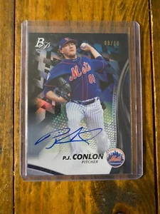 2017 Bowman Platinum P.J. Conlon Auto Black Refractor 8/10 New York Mets - Picture 1 of 2
