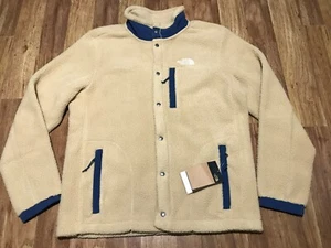 MENS LARGE ๐๐ฝ New The North Face Parkview Fleece Snap Jacket Khaki Stone Blue - Picture 1 of 11