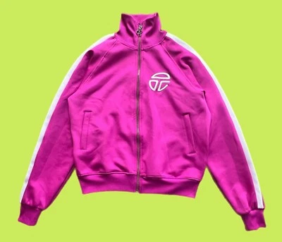 TELFAR⚡️Монограмма логотип вышитый Azalea розовый трек полоски молнии куртка размер S - Изображение 1 из 4