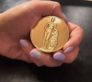 24CT Gold plated Art Italian Splendid medal Nude Aphrodite of Knidos