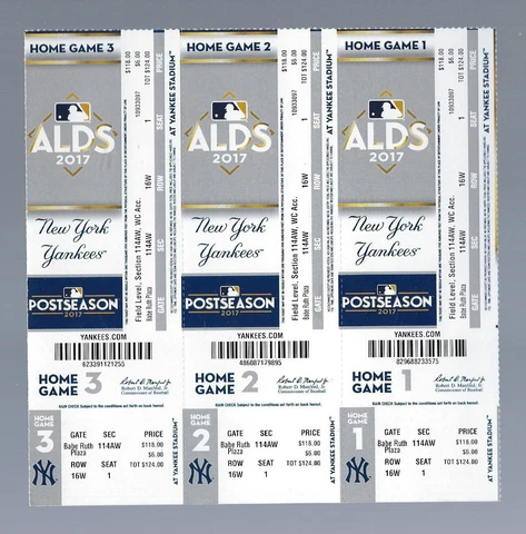 CLINCHER 2017 CLEVELAND INDIANS @ NEW YORK YANKEES 2017 ALDS FULL TICKETS Cover