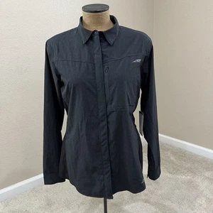 Altra Trail Technical Running Button Up Jacket Shirt Black Gray Shirt Wm M $89 - Picture 1 of 15