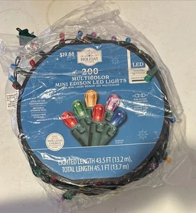 200 Multicolor Mini Edison LED Christmas Holiday Lights 43.5 Ft. Lighted - Picture 1 of 4