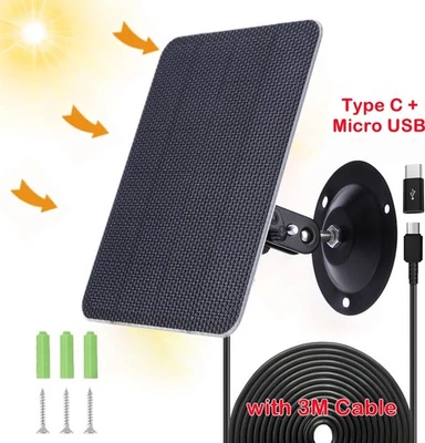 Solarpanel für Überwachungskamera Solar Kamera Akkuladegerät wetterfest Außen DE - Bild 1 von 4