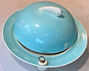 Susie Cooper Muffin wärmend bedeckt Schale Turmfalke Atom Art Deco blau England 9" - Bild 1 von 11