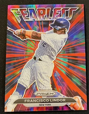 2022 Panini Prizm Fearless Red Wave Prizm SN:88/99 Francisco Lindor #FL-13 - Image 1 of 2