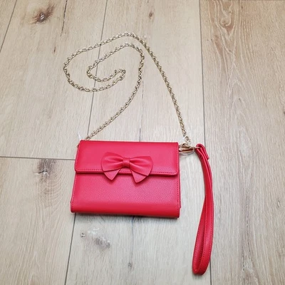 NUEVO Madden Girl Rojo Arco Muñequera Bolso sin asas Cadena Bandolera Correa Mini Cartera Cartera Foto 1 de 4
