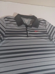 Camisa polo de golf Nike azul a rayas Dri-Fit manga corta botón delantero para hombre talla M - Imagen 1 de 1