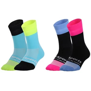 2 Paar Fahrradsocken Reiten Fahrrad Sport Söckchen XC MTB schwarz cyan - Bild 1 von 8