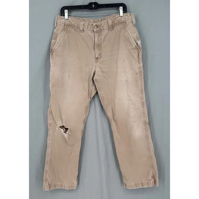 Брюки мужские Carhartt 36x30 бежевые искусственно состаренные для расслабленной работы холщовые свободные - Изображение 1 из 4