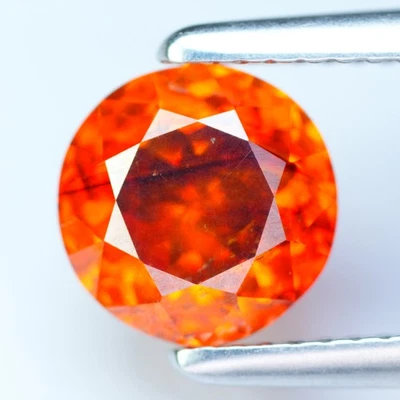 3,39 Ct Fantástica Esfalerita Perfecta Redonda 8 MM 100% Natural Naranja Rojo España Foto 1 de 4