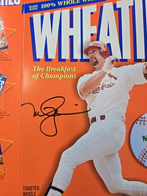 Mark McGwire Signed Wheaties Cereal Box JSA Autograph Coa Vtg Cardinals Homerun - Image 1 of 4