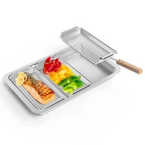 3 in 1 Edelstahl Grillkorb Gasgrill Zubehör für Veggie, Fisch, Fleisch - Bild 1 von 7