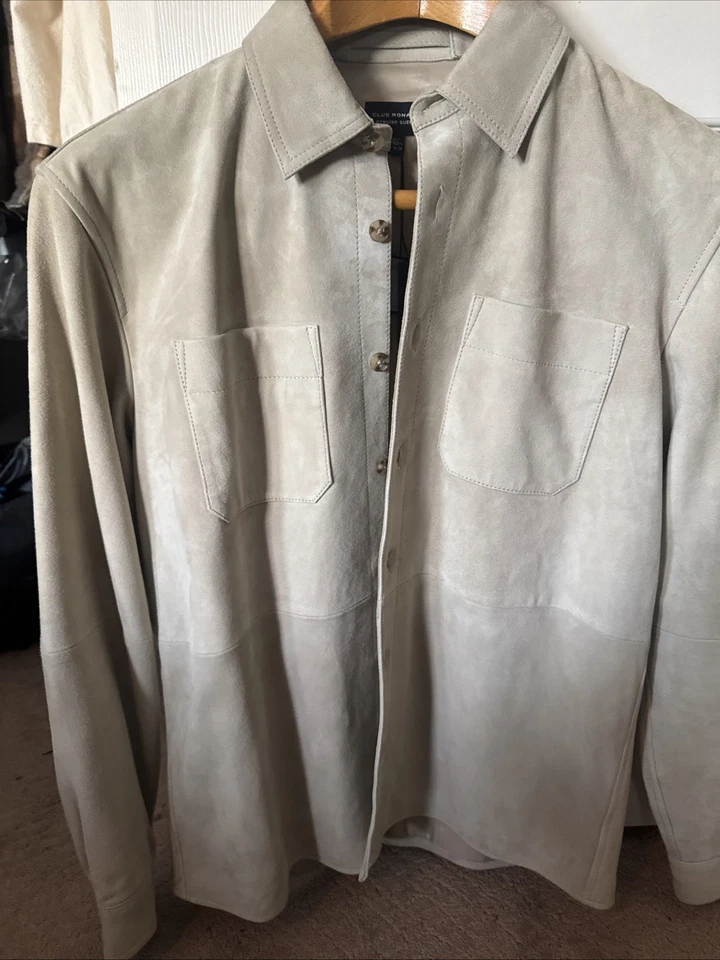 Chaqueta Camisa Club Monaco 100% Gamuza Genuina Para Hombre Mediana  Foto 1 de 4