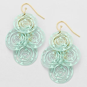 Mintgrün Ton Metall Laser Cut Filligree Spirale Chandelier Ohrring Bohemian - Bild 1 von 2
