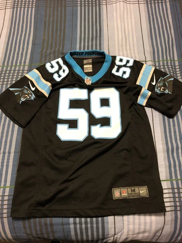 Nike On Field Luke Kuechly’ Carolina Panthers Blue Jersey Youth Medium 10/12 Cover