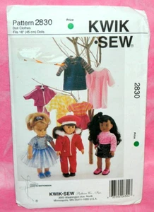 Uncut Kwik Sew 18" Doll Clothes Pattern 2830 Ballerina Dress Slippers Robe Beret - Picture 1 of 2