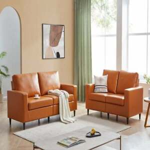 Modern Style Love Seat and Sofa for Home or Office (Orange)