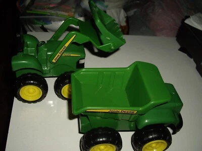 EUC 2 Tomy John Deere Plastic Vehicles Front Loader & Dump Truck Sandbox Toys - Image 1 of 4