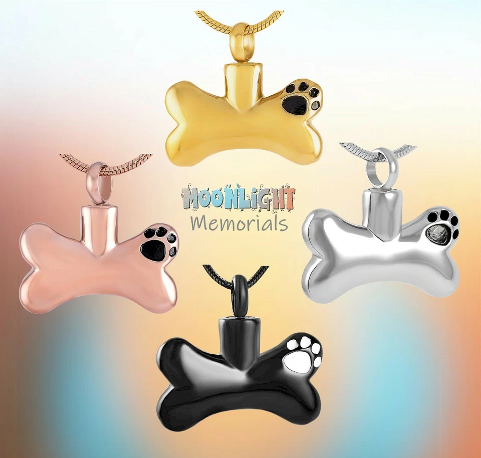 Nuevo Collar Conmemorativo Urna de Cremación para Mascotas Estampado de Pata de Hueso de Perro Recuerdo Cenizas Foto 1 de 1