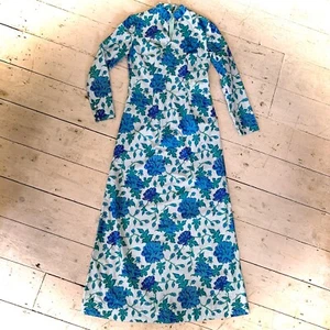 Maxi abito da sera vintage anni 60 Flower Power taglia 10 - Foto 1 di 8