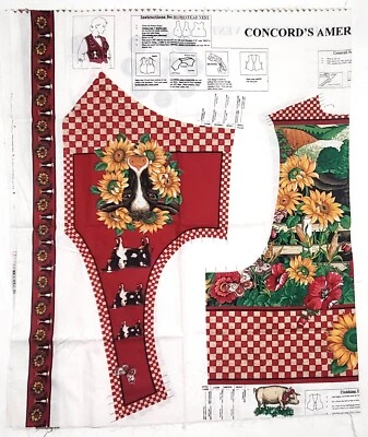 Concord's AMERICAN HOMESTEAD VEST Farm Fabric Panel 42"x36" Sunflowers Cows S-XL - Image 1 of 2