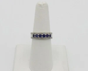 Zales  .40CT Sapphire And .20CT Cubic Zirconia 14KT  Anniversary Fine Ring - Picture 1 of 10