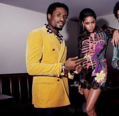 Blazer de terciopelo amarillo de diseñador para hombre de lujo ropa de fiesta boda cena blazer abrigos Foto 1 de 4