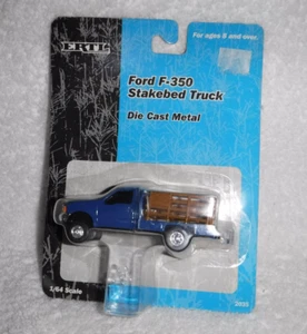 Ertl Ford F-350 Blue Stakebed Pick Up Truck 1/64 Diecast Farm Toy NEW - Picture 1 of 3