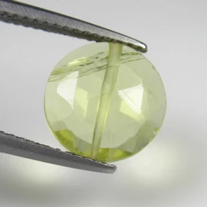 3,07 Ct~1$ Asta Senza Riserva Quarzo Limone Naturale Rotondo Scacchiera Perline - Foto 1 di 2