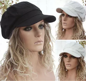 TRENDY Retro Damen Sommer Ballonmütze Schirmmütze BAKERBOY Schwarz Natur 58/59B - Bild 1 von 15