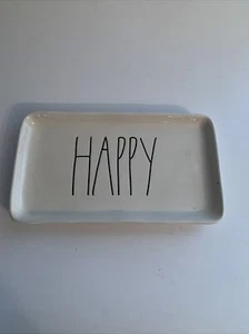 RAE DUNN Happy Small Rectangular Plate Platter Trinket Tray. - Picture 1 of 9