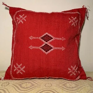 Red Cactus Silk Pillow Cover 18X18,Moroccan Decorative , Moroccan cushion - Picture 1 of 10