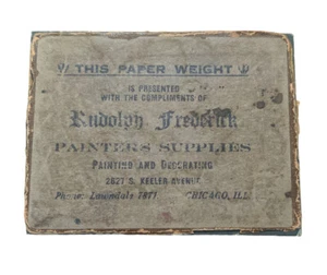 Antique Mirror Glass Advertising Paperweight Rudolph Frederick Painters Supplies - Picture 1 of 4