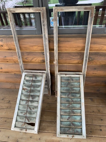 Antique Vintage Pair Of Wood Metal Window Shutters RARE Cover