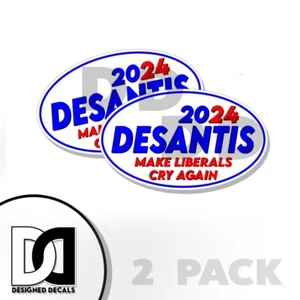 DeSantis Aufkleber 2024 OVAL Make Liberals Cry Again Aufkleber - American 5x3 2er-Pack - Bild 1 von 5