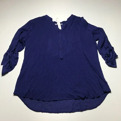 Giorgio Sant'Angelo Top Womens Size L Blue Half Button Lightweight Gauzy NWT - Изображение 1 из 4