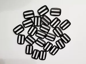 24 - 1" Standard (Not Widemouth) Black Plastic Triglides ~ From Country Brook - Picture 1 of 1