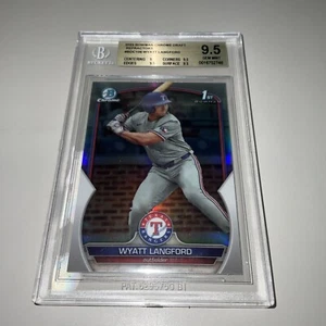 2023 Wyatt Langford 1st Bowman Chrome Draft REFRACTOR BGS 9.5 GEM MINT - Picture 1 of 2