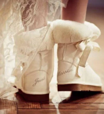 Love From Australia Sheepskin Cupid Bow Just Married Boots UK3 / Euro 36 - Image 1 of 3