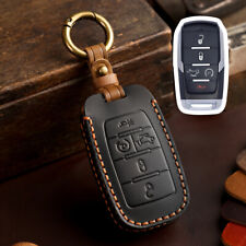 Leather Remote Car Key Fob Cover Case For Dodge RAM 1500 2500 3500 2019-2021