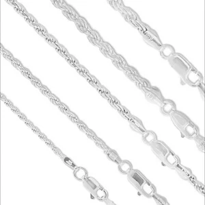 Massive .925 Sterling Silber Seil Kette Choker Halskette Armband Fußkettchen ITALIEN - Bild 1 von 43