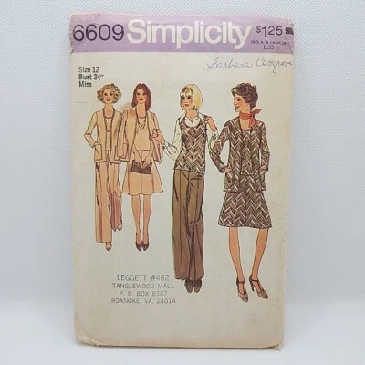 Simplicity 6609 Misses' Pants Cardigan Skirt Top Sewing Pattern Size 12 Uncut - Image 1 of 4