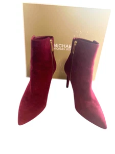 MICHAEL Michael Kors Dorothy Flex Suede Booties Maroon 9M - Picture 1 of 4