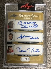 2021 LEAF 1 OF 1 SIGNATURE SERIES TRIPLE AUTO BLACKHAWK HOF'S GOLD  BOBBY HULL