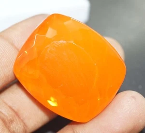 268 Ct Natural Orange Opal Cushion Welo Australian Certified Untreated Gemstone - Picture 1 of 7