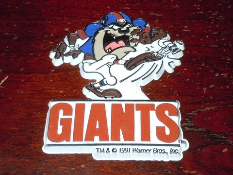 TAZ NEW YORK GIANTS LOONEY TUNES Vintage NFL Football MAGNET Standings Board Cover