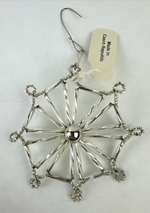 Vintage Silver Beaded Christmas Ornament Mercury Glass Star Shaped Czech - Picture 1 of 9